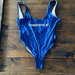 Ravesuits Conservative AF Blue One Piece Swimsuit